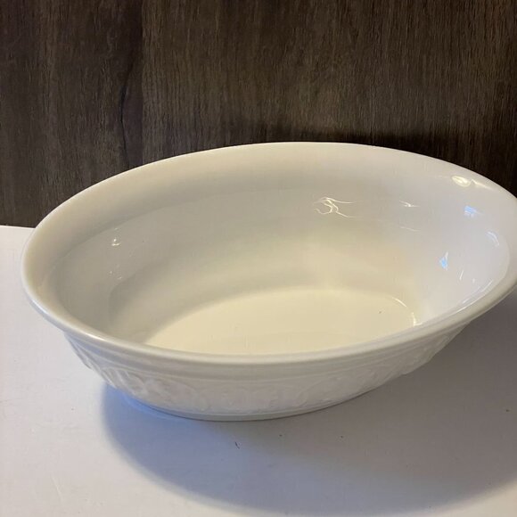 Lenox White Linen 10.5" Oval Vegetable Open Serving Bowl Bone China Made in USA - Picture 6 of 7